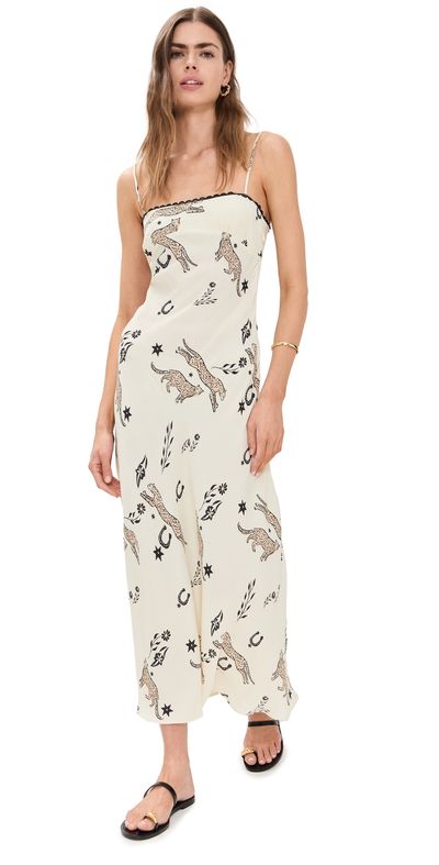 VRG GRL VRG GRL Cosmic Bias Cut Maxi Dress Cream L
