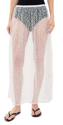 VRG GRL VRG GRL Daisy Sequin Maxi Skirt White