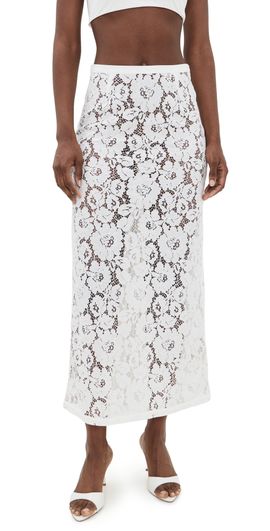 VRG GRL VRG GRL Devyn Lace Midi Skirt White