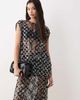 Vrg Grl VRG GRL embellished short sleeve mesh top in black-Neutral - 1