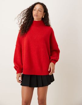 Vrg Grl VRG GRL high collared long sleeve sweater in red