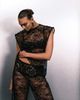 Vrg Grl VRG GRL longline short sleeve lace mesh top in black - 1