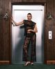 Vrg Grl VRG GRL longline short sleeve lace mesh top in black - 2