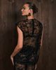 Vrg Grl VRG GRL longline short sleeve lace mesh top in black - 4