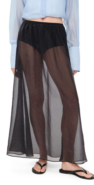 VRG GRL VRG GRL Solara Sheer Midi Skirt Black