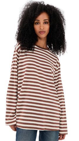 VRG GRL VRG GRL Willow Long Sleeve Tee Brown Stripe