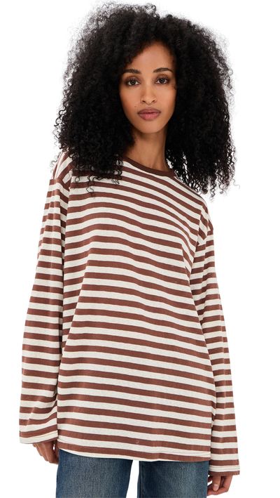 VRG GRL VRG GRL Willow Long Sleeve Tee Brown Stripe