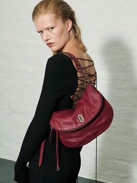 vunque Halfmoon Flap Leather Shoulder Bag _2colors