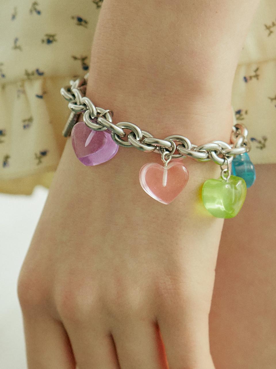 VVV Candy Heart Chain Surgical Steel Bracelet