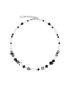 VVV Dice Mushroom Pearl Beaded Necklace [Black]