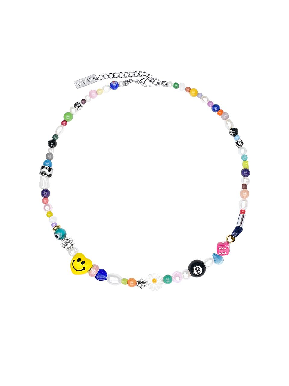 VVV Heart Smile Lucky Ball Pearl Beaded Necklace