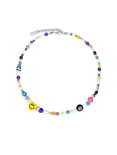 VVV Heart Smile Lucky Ball Pearl Beaded Necklace