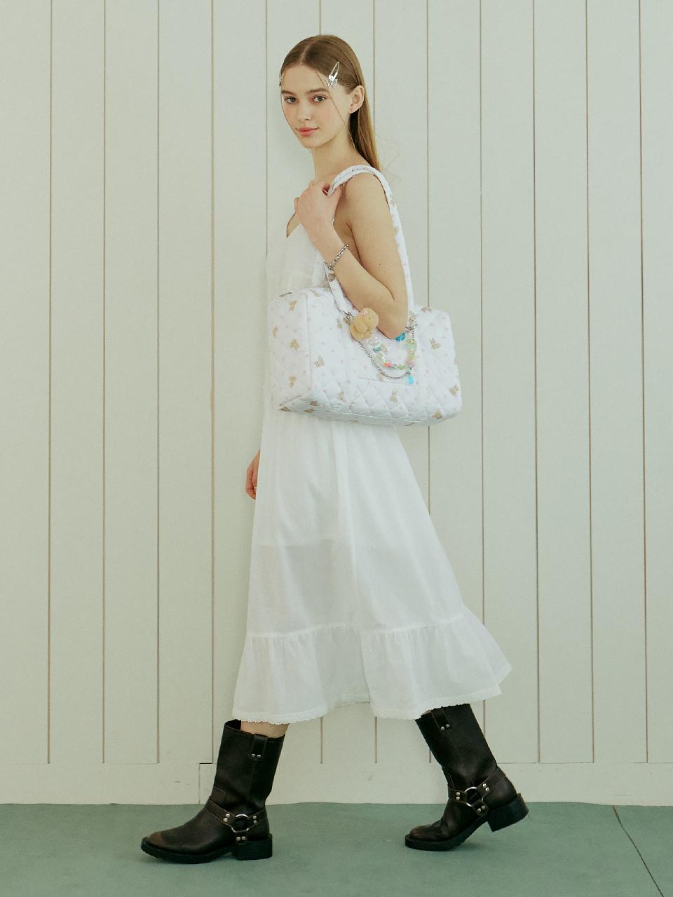 VVV Lace Layered Strap Sleeveless Long Dress [White]
