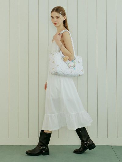 VVV Lace Layered Strap Sleeveless Long Dress [White]