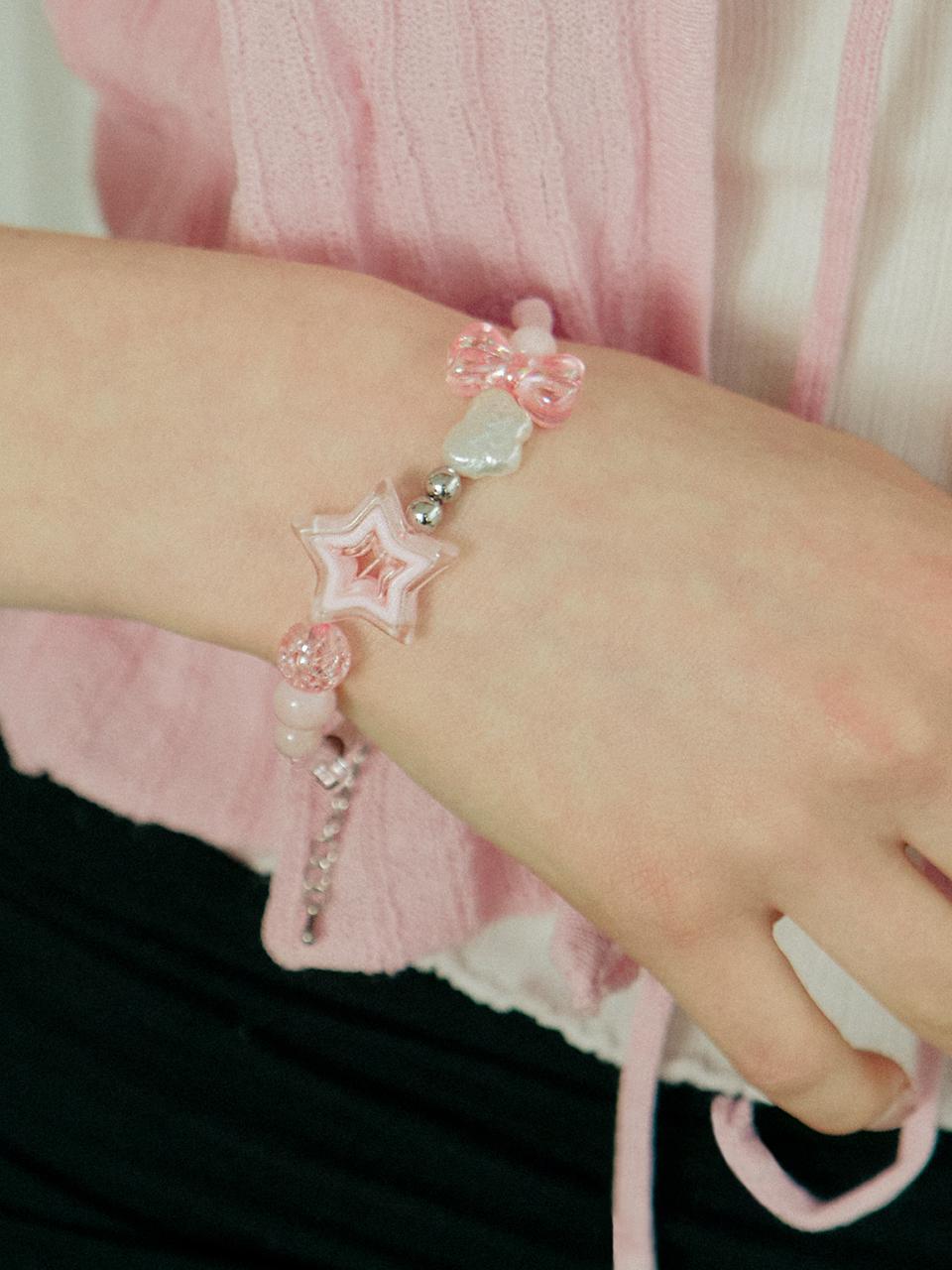 VVV Point Star Ribbon Beaded Bracelet