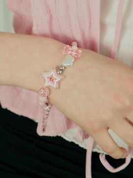 VVV Point Star Ribbon Beaded Bracelet