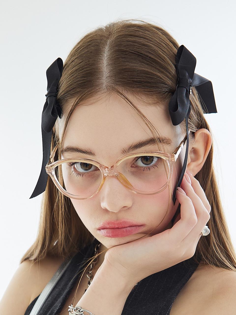 VVV Satin Mid Ribbon Hair Clip Pin [Black]