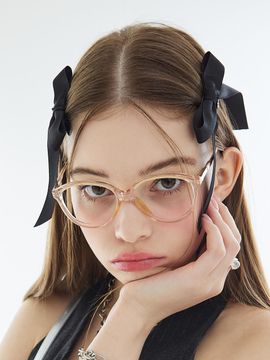 VVV Satin Mid Ribbon Hair Clip Pin [Black]