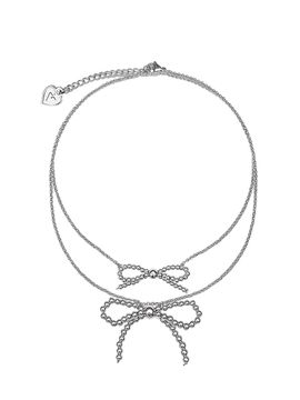VVV Silver Beads Surgical Ribbon Necklace