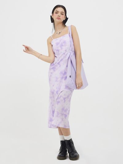VVV Strap Long Slip Dress [Purple]