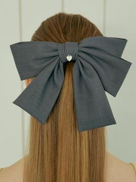 VVV Unbalanced Big Ribbon Hair Pin [Grey]