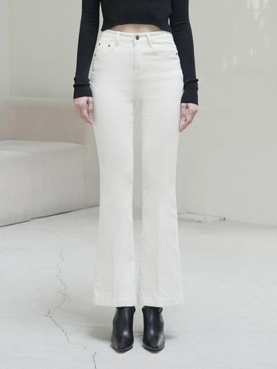 WAAR Boots Cut Cotton Pants - White