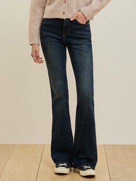 WAAR Fleece Bonded Short Version Boot Cut Denim Pants (W1068)