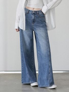 WAAR MAX WIDE BOOTS CUT DENIM (W1077) [DEEP BLUE]