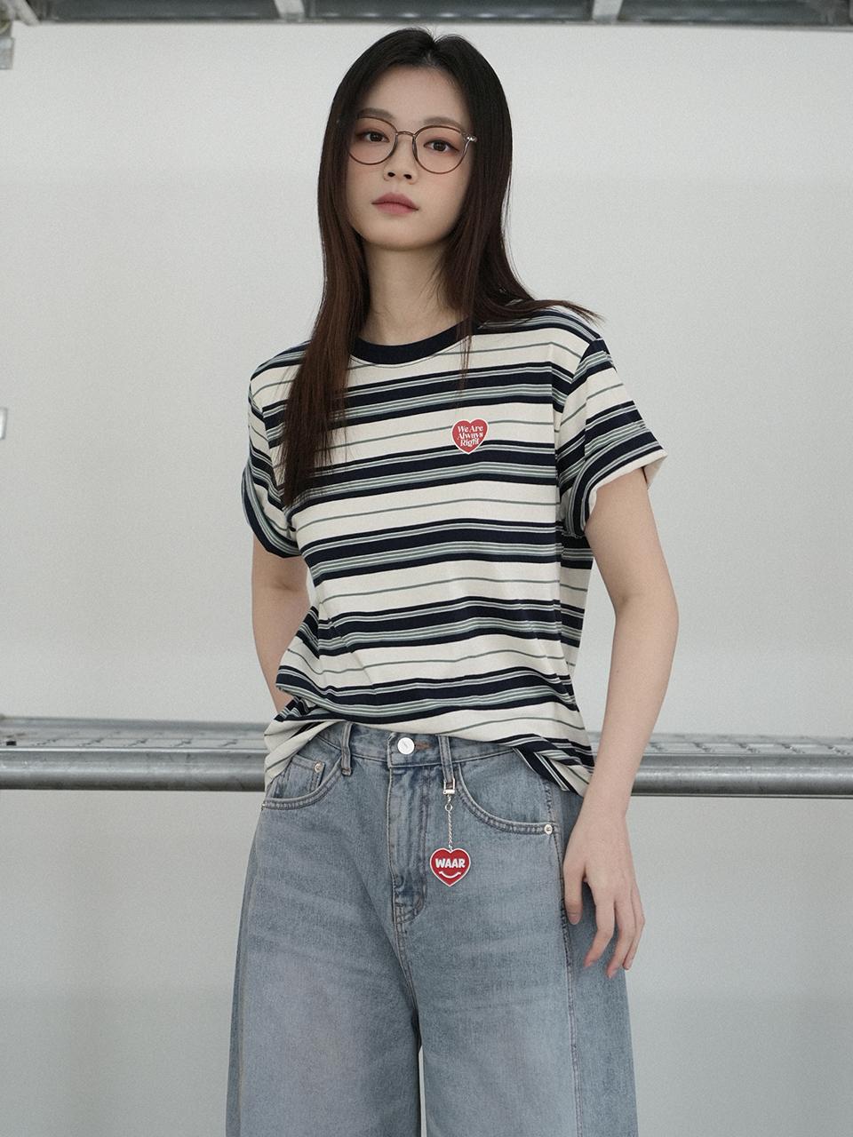 WAAR STRIPE HALF T-SHIRTS (WT-22)