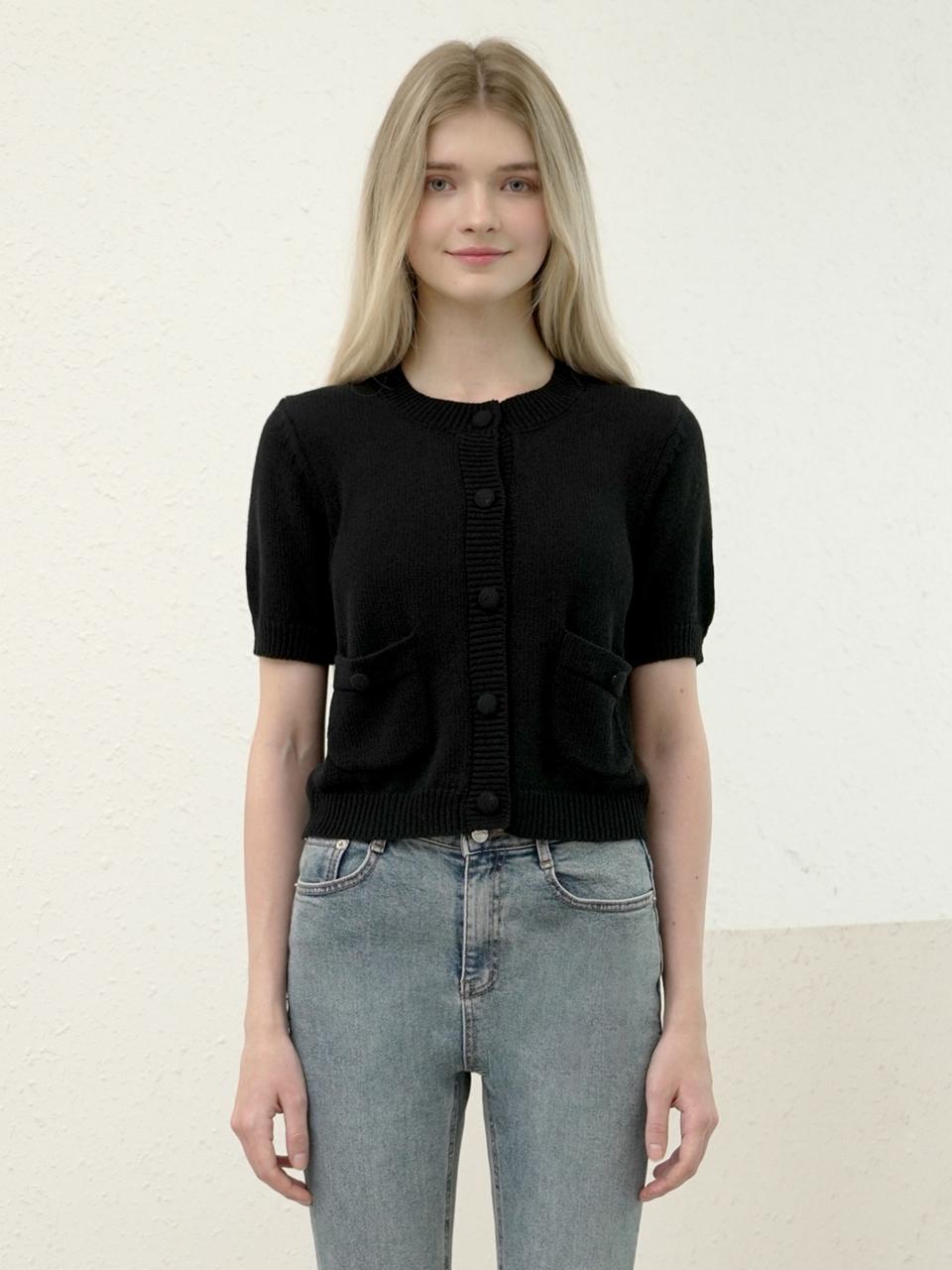 WAAR W1012 POCKET KNIT CARDIGAN_BLACK