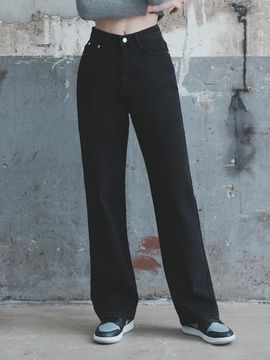 WAAR W50 Wide Denim Pants - Dark Black