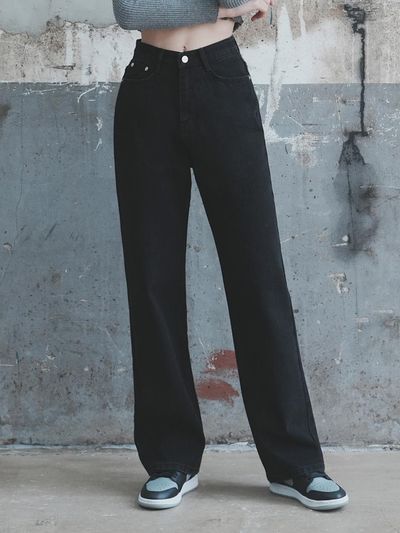 WAAR W50 Wide Denim Pants - Dark Black