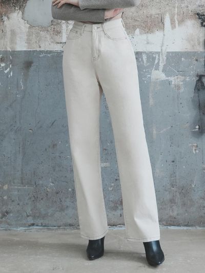 WAAR W50 Wide Denim Pants - White