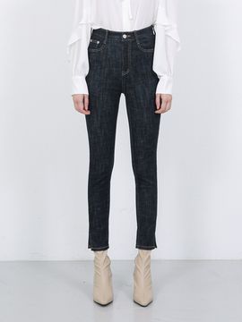 WAAR W80 Side Slit Skinny Denim Pants_Deep Blue
