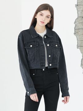 WAAR W81 Cropped Denim Jacket_Black