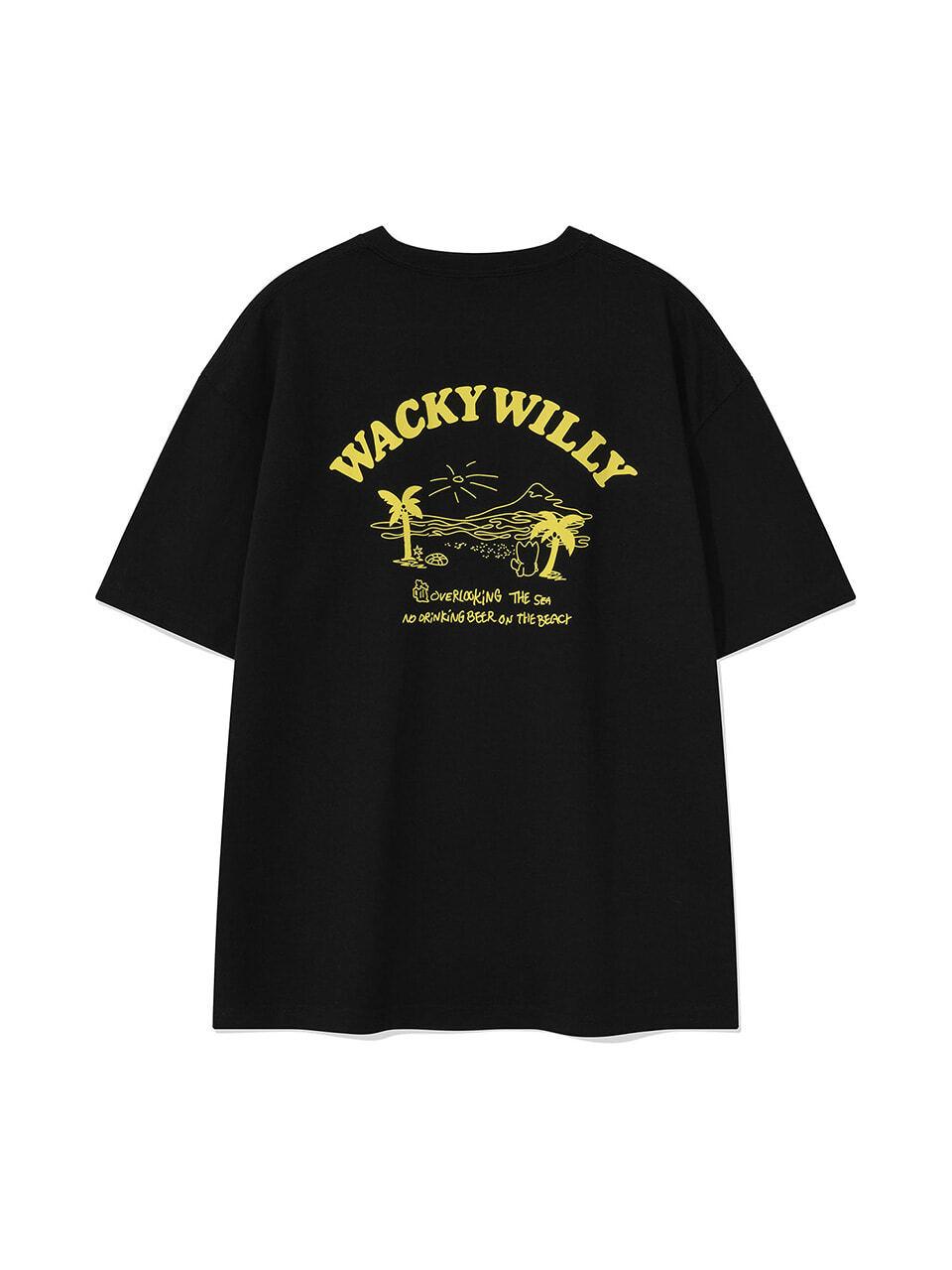 Wacky Willy Beach Graphic Vacation Short-Sleeve T-Shirt [Black]