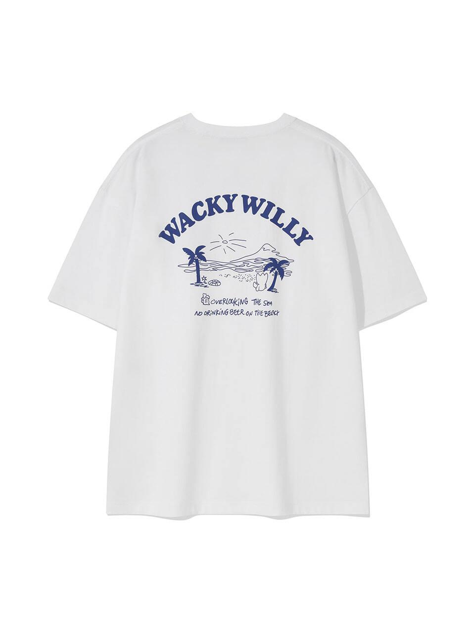 Wacky Willy Beach Graphic Vacation Short-Sleeve T-Shirt [White]