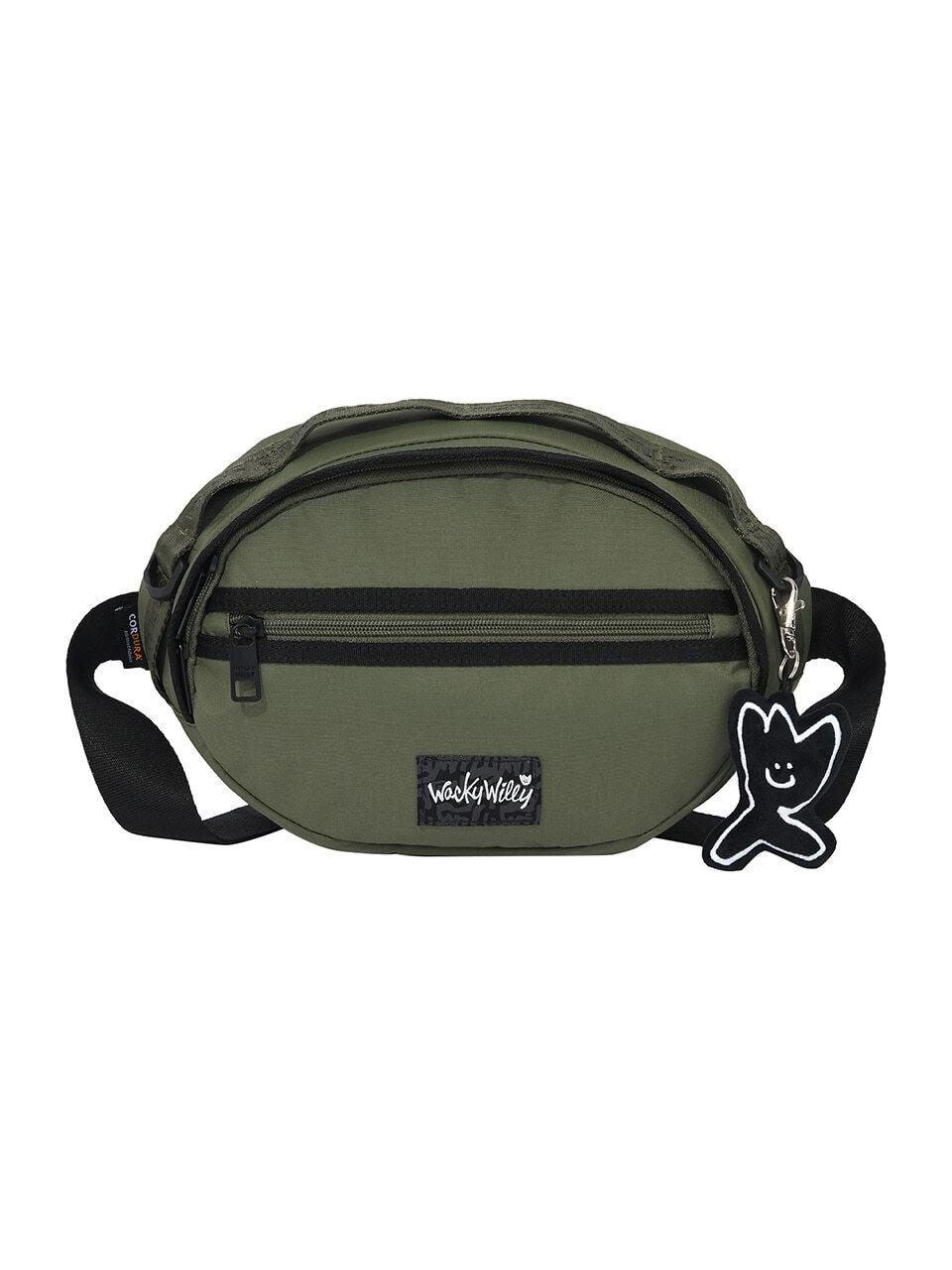 Wacky Willy Corduroy webbing sling bag khaki