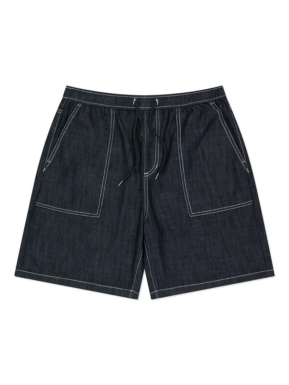 Wacky Willy Easy Denim Elastic Waist Shorts [Black]