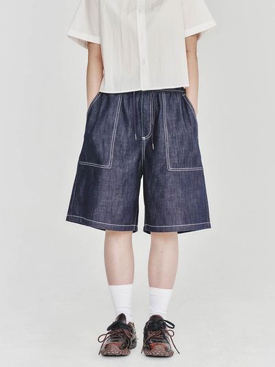 Wacky Willy Easy Denim Elastic Waist Shorts [Indigo]