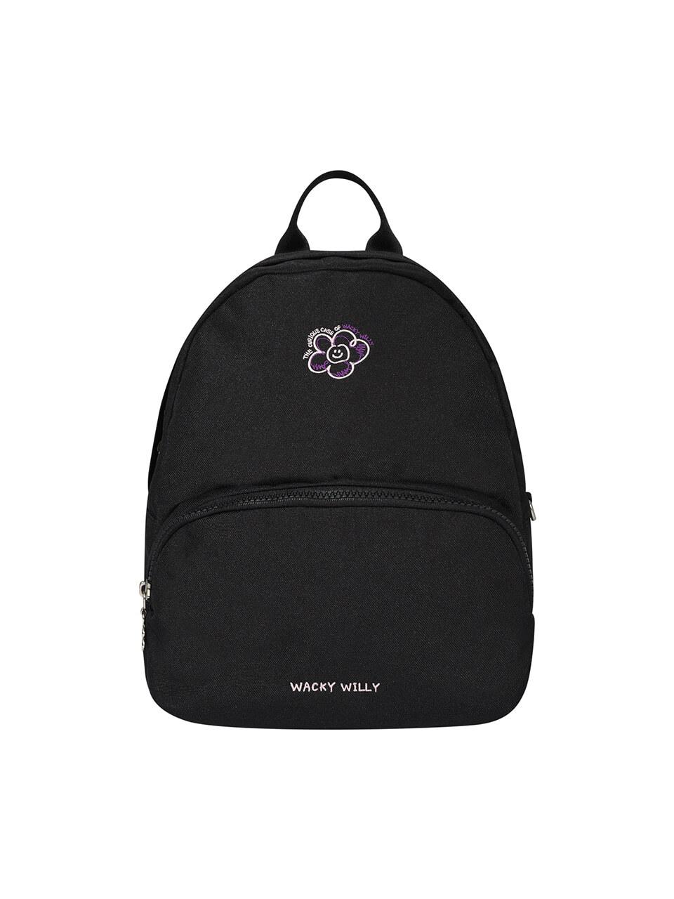 Wacky Willy Floral Embroidered Lightweight Mini Backpack [Black]