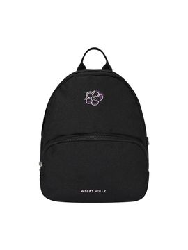 Wacky Willy Floral Embroidered Lightweight Mini Backpack [Black]