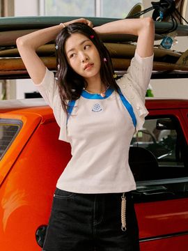 Wacky Willy Flory Colorblock Binding Sleeveless Top - White