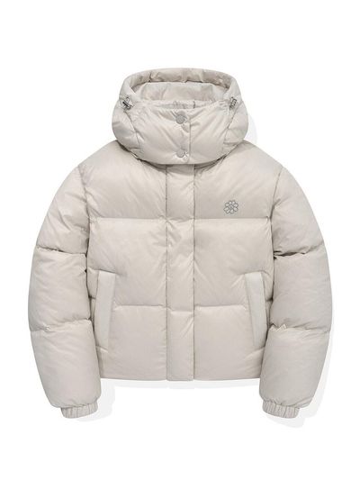Wacky Willy Glossy Short Length Hooded Down Jumper [Light Grey]
