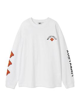 Wacky Willy Graphic Overfit Long Sleeve T-shirt [Beige]