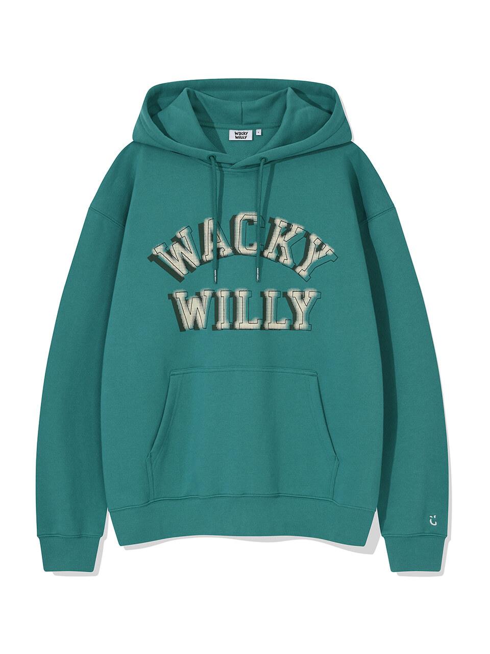 Wacky Willy Lettering Graphic Semi-Overfit Hoodie [Green]