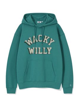 Wacky Willy Lettering Graphic Semi-Overfit Hoodie [Green]