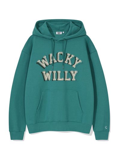 Wacky Willy Lettering Graphic Semi-Overfit Hoodie [Green]