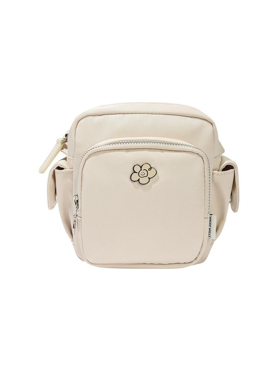 Wacky Willy Multi-pocket Floral Metal Cargo Crossbody Bag [Ivory]
