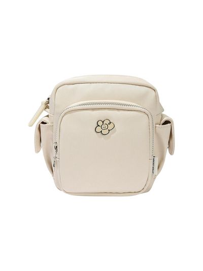 Wacky Willy Multi-pocket Floral Metal Cargo Crossbody Bag [Ivory]